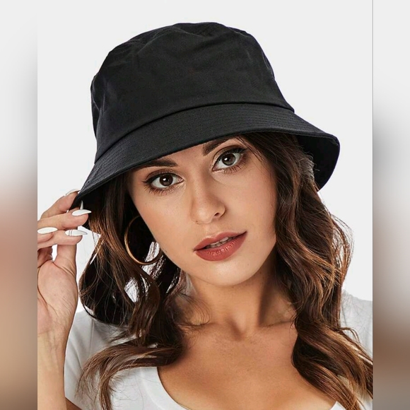 Solid Color Bucket Hat in White or Black Adult One Size Fits Most (NWOT) - Picture 2 of 4
